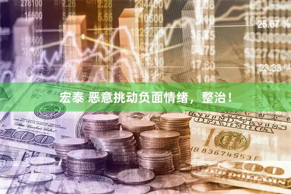 宏泰 恶意挑动负面情绪，整治！