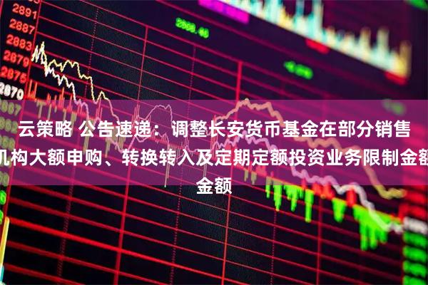 云策略 公告速递：调整长安货币基金在部分销售机构大额申购、转换转入及定期定额投资业务限制金额