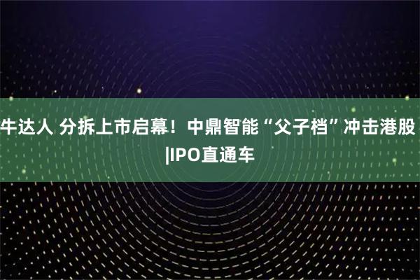 牛达人 分拆上市启幕！中鼎智能“父子档”冲击港股 |IPO直通车